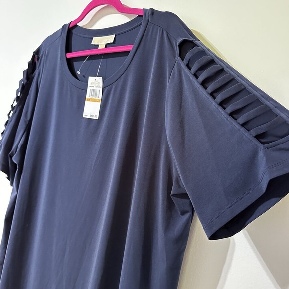 Michael Kors womens dress size 3X Sheath Navy Blue Cutout Strappy Sleeve NWT - Picture 4 of 8